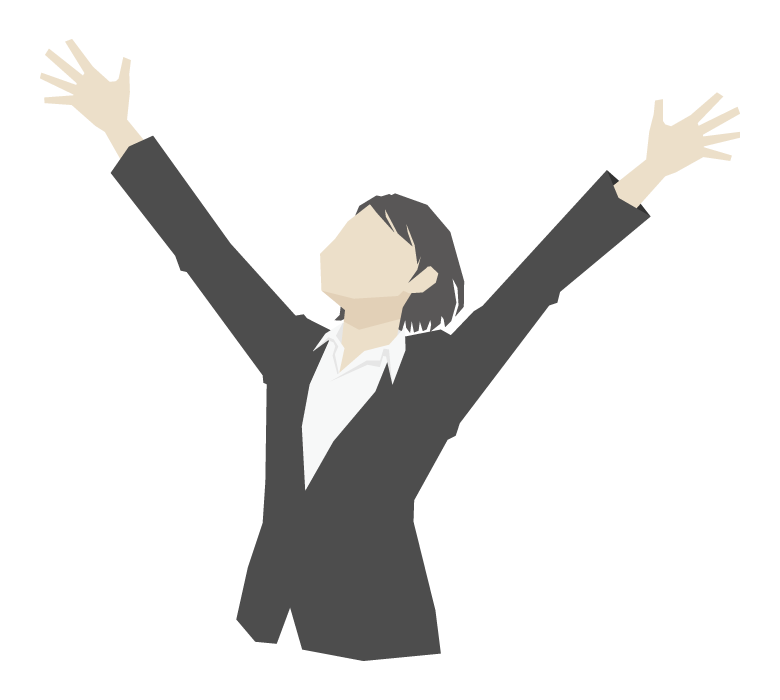 バンザイをする女性