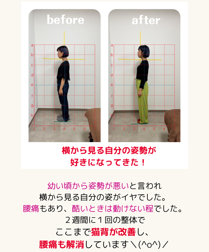 お客さまの声3:横から見る自分の姿勢が好きになってきた！